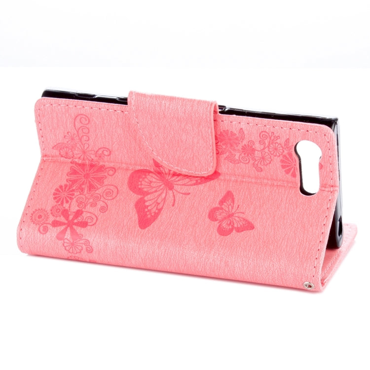 For Sony Xperia X Compact Butterflies Embossing Horizontal Flip Leather Case with Holder & Card Slots & Wallet & Lanyard