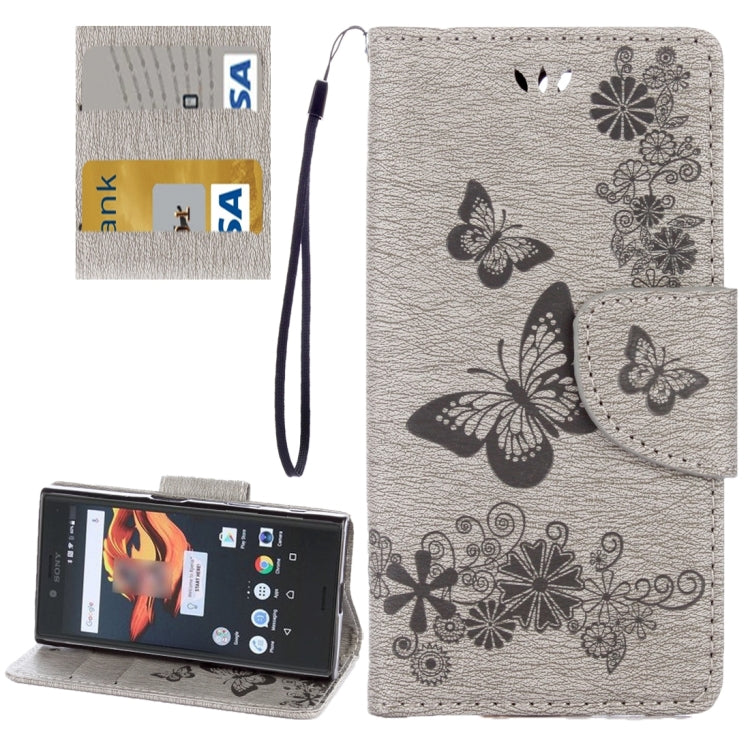 For Sony Xperia X Compact Butterflies Embossing Horizontal Flip Leather Case with Holder & Card Slots & Wallet & Lanyard