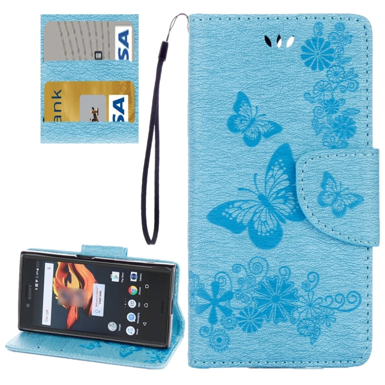 For Sony Xperia X Compact Butterflies Embossing Horizontal Flip Leather Case with Holder & Card Slots & Wallet & Lanyard