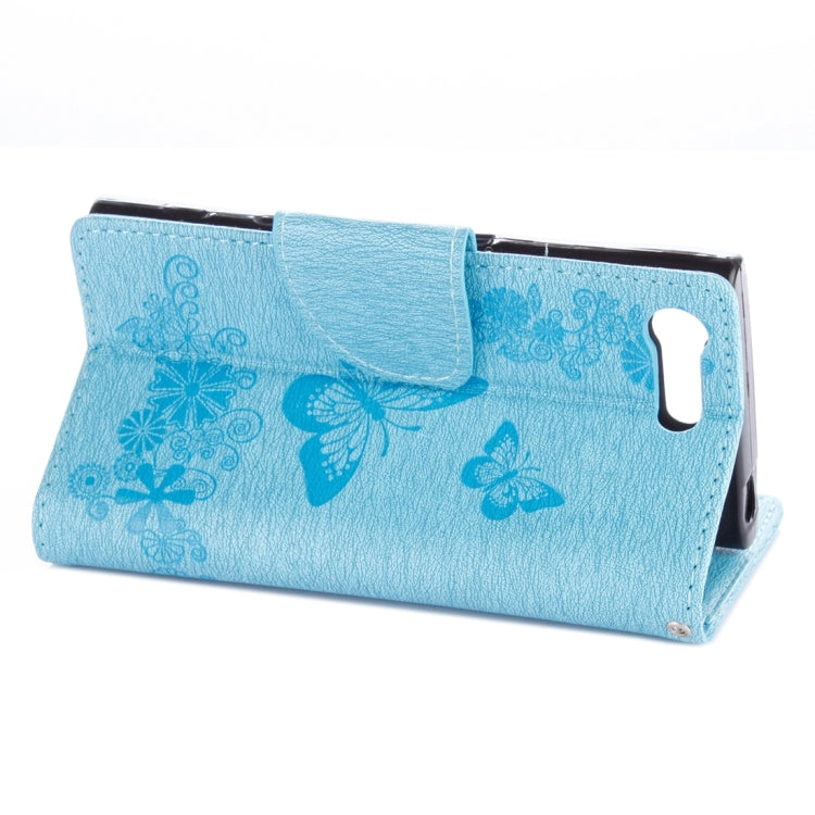 For Sony Xperia X Compact Butterflies Embossing Horizontal Flip Leather Case with Holder & Card Slots & Wallet & Lanyard