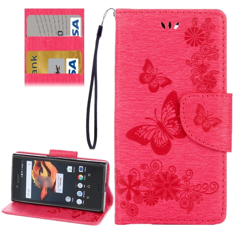 For Sony Xperia X Compact Butterflies Embossing Horizontal Flip Leather Case with Holder & Card Slots & Wallet & Lanyard