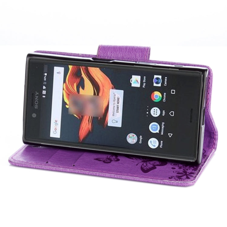 For Sony Xperia X Compact Butterflies Embossing Horizontal Flip Leather Case with Holder & Card Slots & Wallet & Lanyard