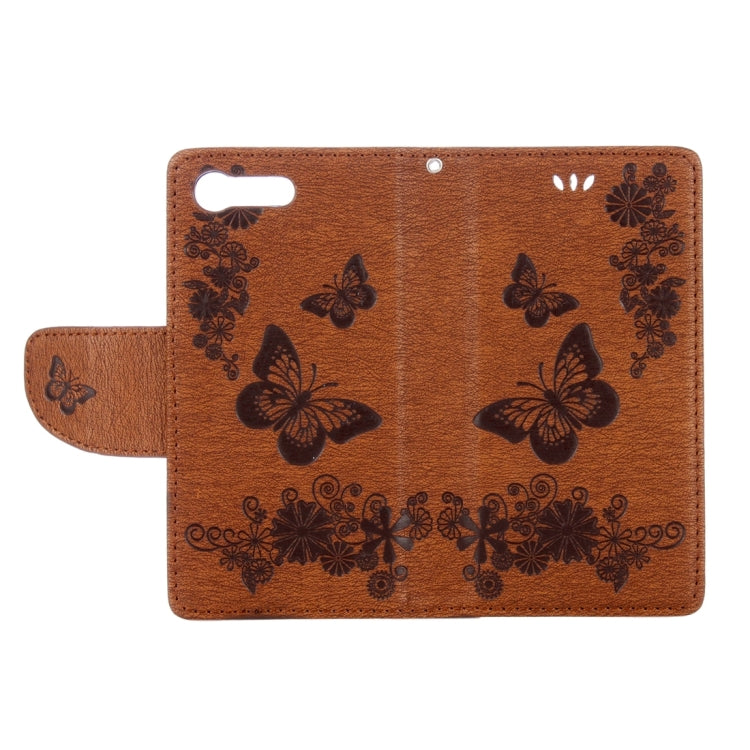For Sony Xperia X Compact Butterflies Embossing Horizontal Flip Leather Case with Holder & Card Slots & Wallet & Lanyard
