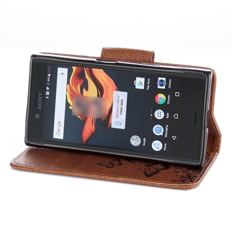 For Sony Xperia X Compact Butterflies Embossing Horizontal Flip Leather Case with Holder & Card Slots & Wallet & Lanyard