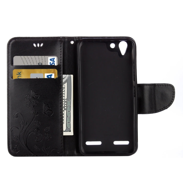 For Lenovo Vibe K5 Butterflies Love Flowers Embossing Horizontal Flip Leather Case with Holder & Card Slots & Wallet & Lanyard