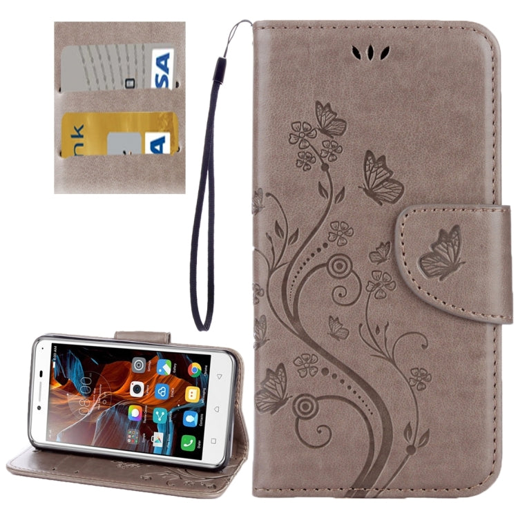 For Lenovo Vibe K5 Butterflies Love Flowers Embossing Horizontal Flip Leather Case with Holder & Card Slots & Wallet & Lanyard