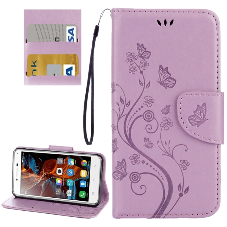 For Lenovo Vibe K5 Butterflies Love Flowers Embossing Horizontal Flip Leather Case with Holder & Card Slots & Wallet & Lanyard