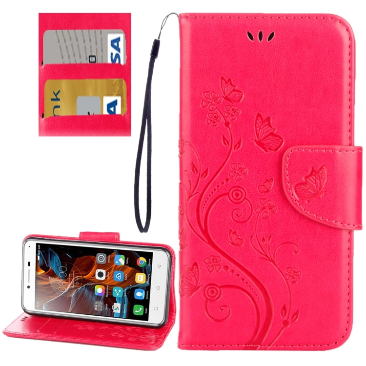 For Lenovo Vibe K5 Butterflies Love Flowers Embossing Horizontal Flip Leather Case with Holder & Card Slots & Wallet & Lanyard
