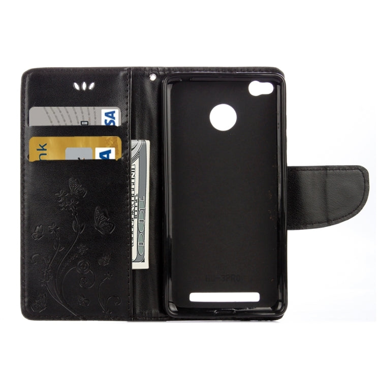 For Xiaomi  Redmi 3 Pro / 3s Butterflies Love Flowers Embossing Horizontal Flip Leather Case with Holder & Card Slots & Wallet & Lanyard