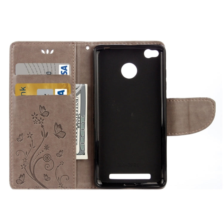 For Xiaomi  Redmi 3 Pro / 3s Butterflies Love Flowers Embossing Horizontal Flip Leather Case with Holder & Card Slots & Wallet & Lanyard