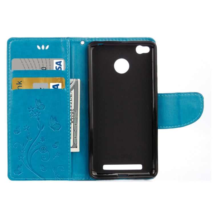 For Xiaomi  Redmi 3 Pro / 3s Butterflies Love Flowers Embossing Horizontal Flip Leather Case with Holder & Card Slots & Wallet & Lanyard