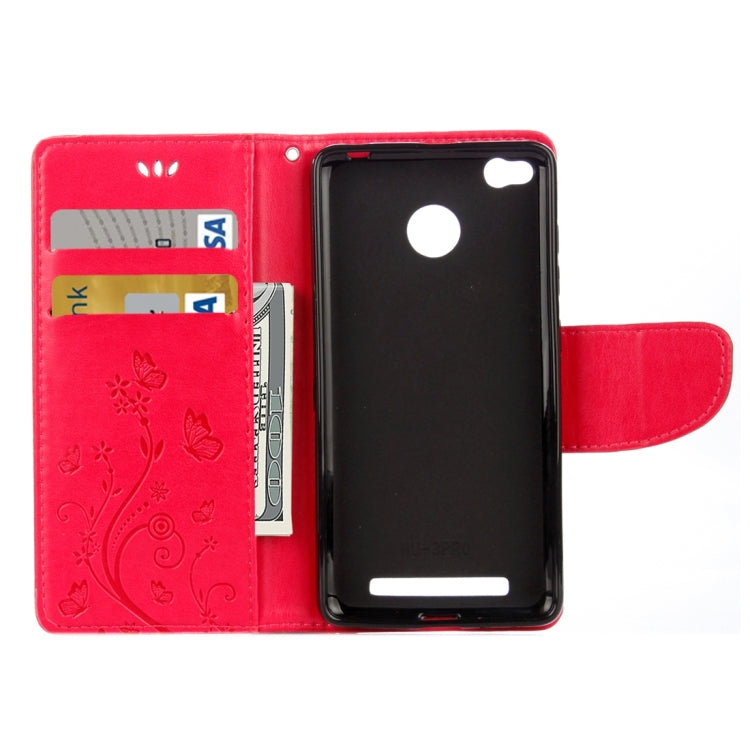 For Xiaomi  Redmi 3 Pro / 3s Butterflies Love Flowers Embossing Horizontal Flip Leather Case with Holder & Card Slots & Wallet & Lanyard