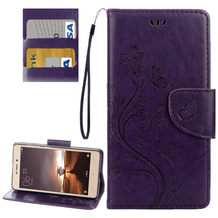 For Xiaomi  Redmi 3 Pro / 3s Butterflies Love Flowers Embossing Horizontal Flip Leather Case with Holder & Card Slots & Wallet & Lanyard
