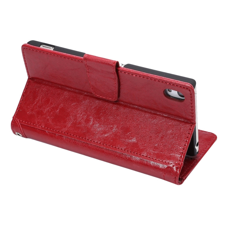 For Sony Xperia Z4 / Z3+ Oil Wax and Crazy Horse Texture Horizontal Flip Leather Case with Photo Frame & Holder & Card Slots & Wallet & Lanyard