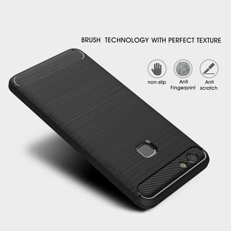 For Vivo  V7 Plus Brushed Carbon Fiber Texture TPU Shockproof Anti-slip Soft Protective Back Cover Case