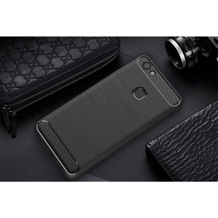 For Vivo  V7 Plus Brushed Carbon Fiber Texture TPU Shockproof Anti-slip Soft Protective Back Cover Case