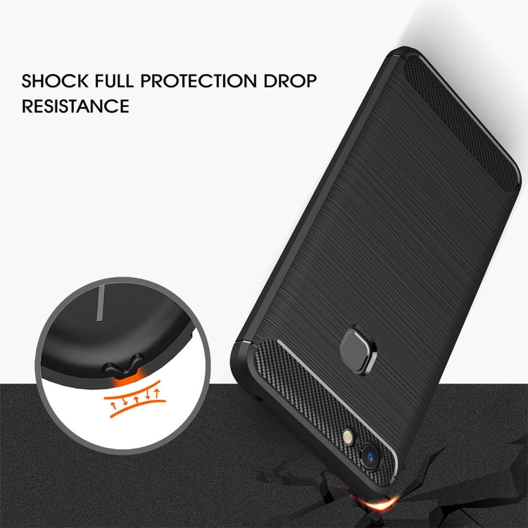 For Vivo  V7 Plus Brushed Carbon Fiber Texture TPU Shockproof Anti-slip Soft Protective Back Cover Case