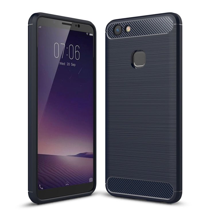 For Vivo  V7 Plus Brushed Carbon Fiber Texture TPU Shockproof Anti-slip Soft Protective Back Cover Case