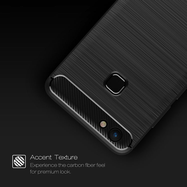 For Vivo  V7 Plus Brushed Carbon Fiber Texture TPU Shockproof Anti-slip Soft Protective Back Cover Case