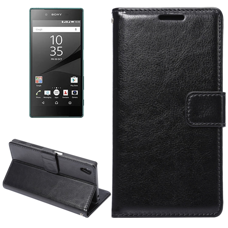 For Sony Xperia Z5 Crazy Horse Texture Horizontal Flip Leather Case with Photo Frame & Holder & Card Slots & Wallet & Lanyard