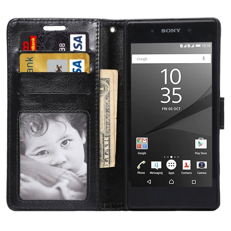 For Sony Xperia Z5 Crazy Horse Texture Horizontal Flip Leather Case with Photo Frame & Holder & Card Slots & Wallet & Lanyard