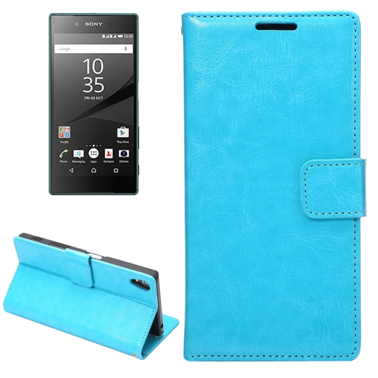 For Sony Xperia Z5 Crazy Horse Texture Horizontal Flip Leather Case with Photo Frame & Holder & Card Slots & Wallet & Lanyard