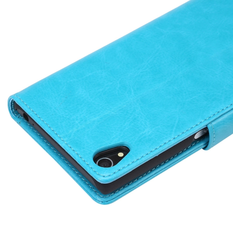 For Sony Xperia Z5 Crazy Horse Texture Horizontal Flip Leather Case with Photo Frame & Holder & Card Slots & Wallet & Lanyard