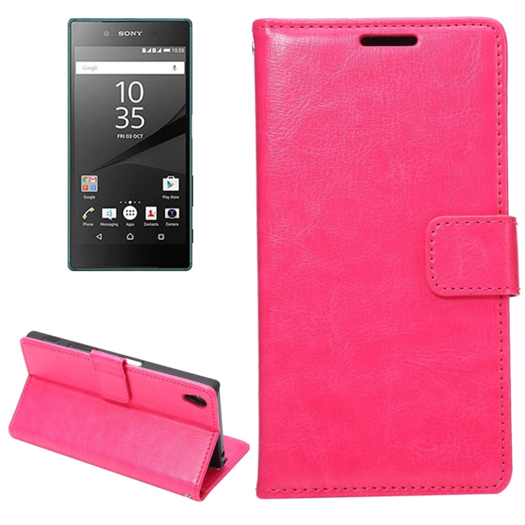 For Sony Xperia Z5 Crazy Horse Texture Horizontal Flip Leather Case with Photo Frame & Holder & Card Slots & Wallet & Lanyard