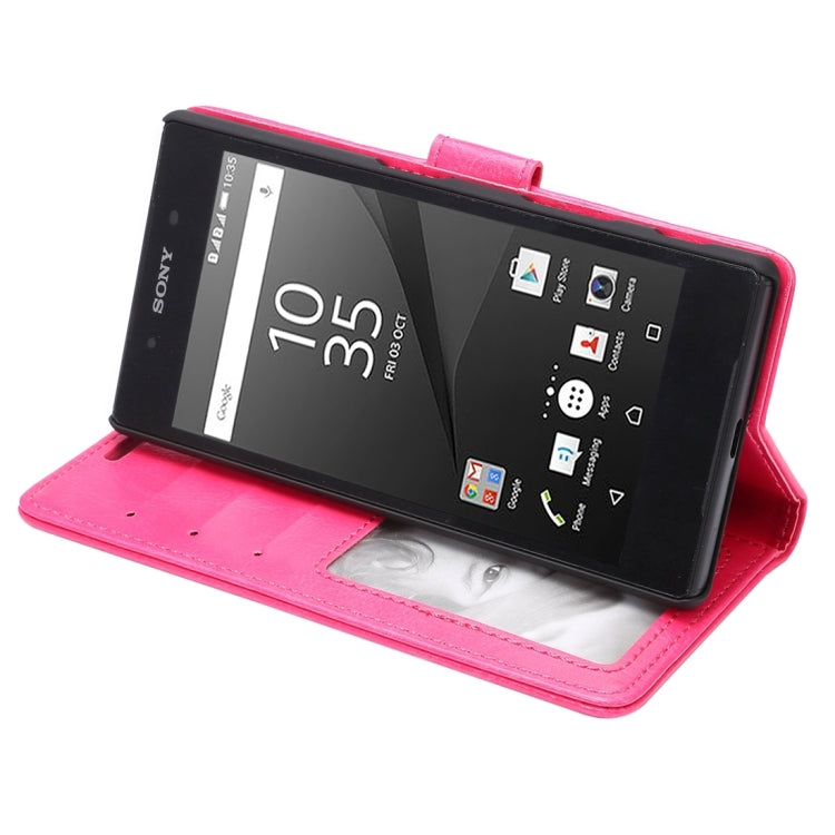 For Sony Xperia Z5 Crazy Horse Texture Horizontal Flip Leather Case with Photo Frame & Holder & Card Slots & Wallet & Lanyard