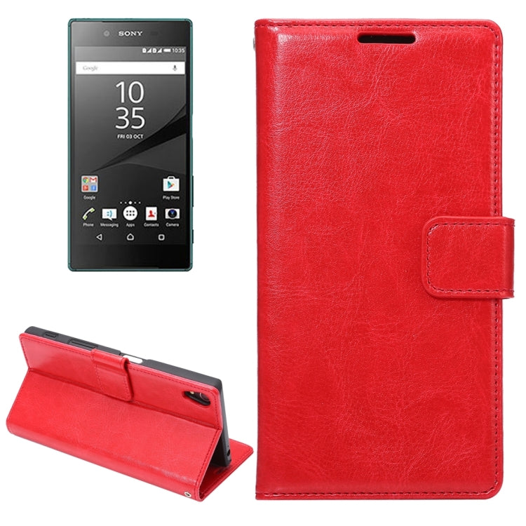 For Sony Xperia Z5 Crazy Horse Texture Horizontal Flip Leather Case with Photo Frame & Holder & Card Slots & Wallet & Lanyard