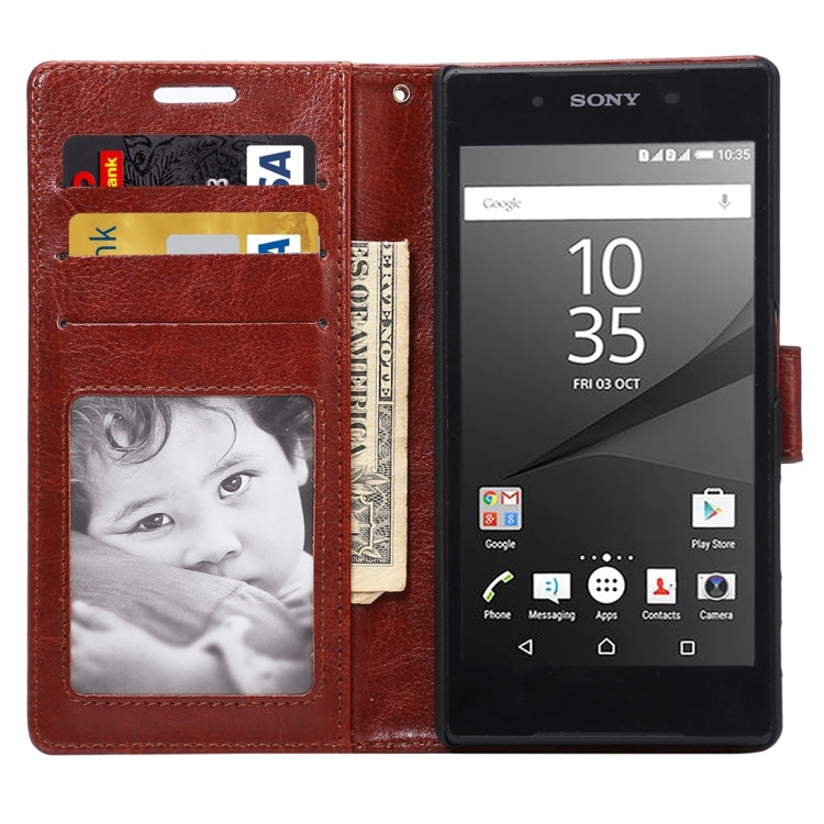 For Sony Xperia Z5 Crazy Horse Texture Horizontal Flip Leather Case with Photo Frame & Holder & Card Slots & Wallet & Lanyard