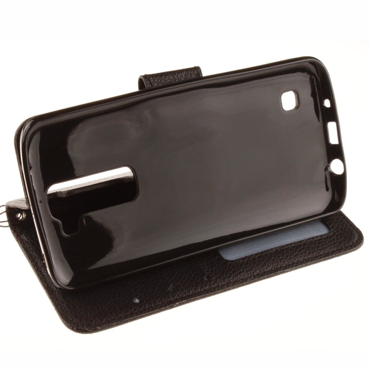 For LG K7 Litchi Texture Horizontal Flip Leather Case with Holder & Card Slots & Wallet & Photo Frame & Lanyard