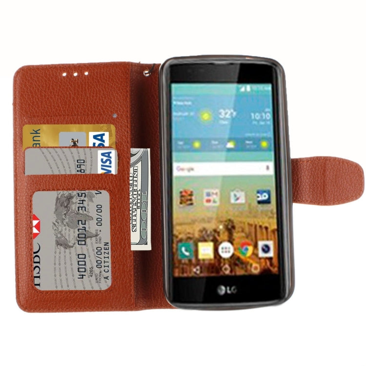 For LG K7 Litchi Texture Horizontal Flip Leather Case with Holder & Card Slots & Wallet & Photo Frame & Lanyard
