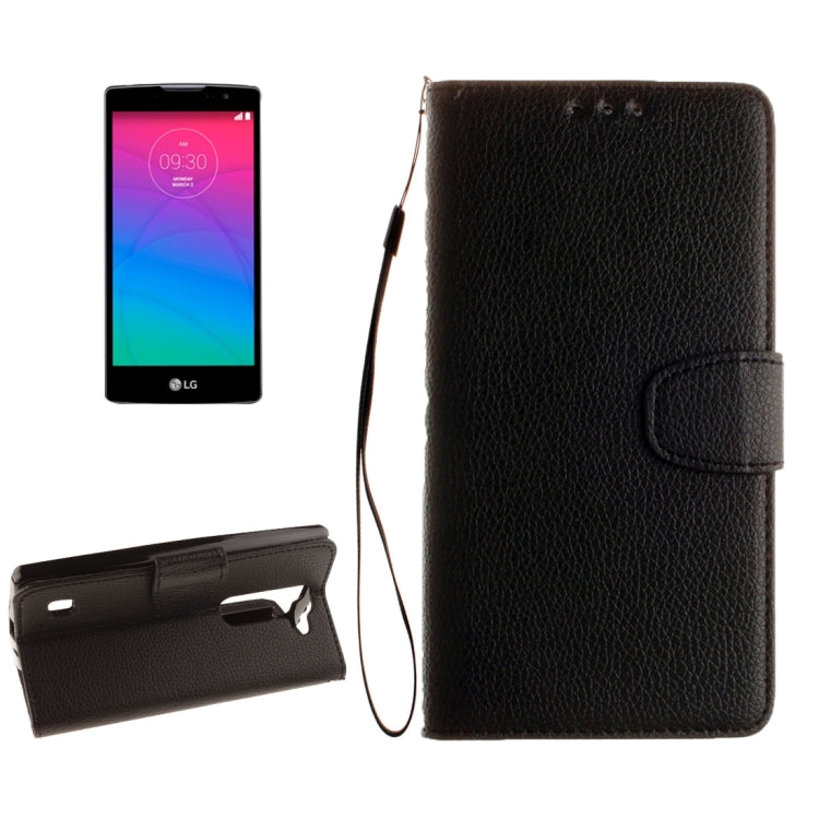 For LG Spirit H420 / H440 / C70 Litchi Texture Horizontal Flip Leather Case with Holder & Card Slots & Wallet & Photo Frame & Lanyard