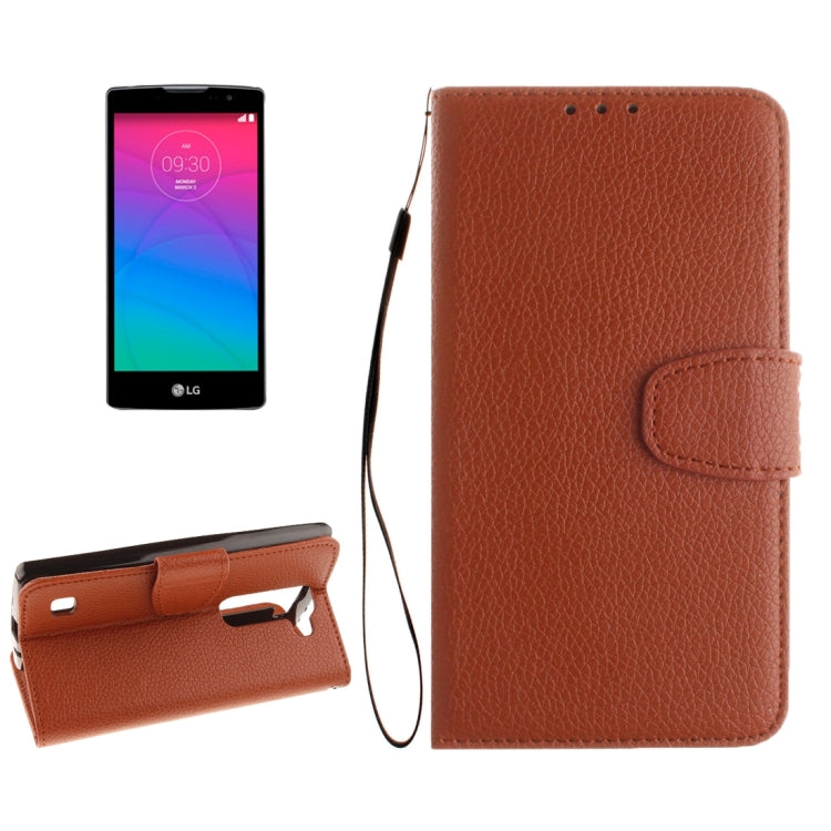 For LG Spirit H420 / H440 / C70 Litchi Texture Horizontal Flip Leather Case with Holder & Card Slots & Wallet & Photo Frame & Lanyard