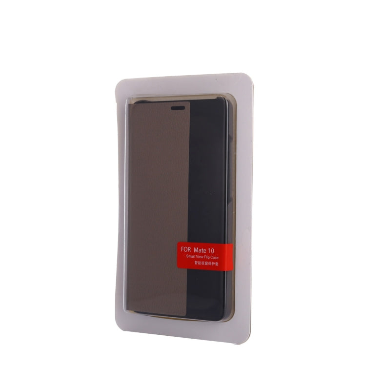 For Huawei  Mate 10 PC + PU Litchi Texture Horizontal Flip Smart View Flip Leather Case Back Cover with Sleep / Wake-up