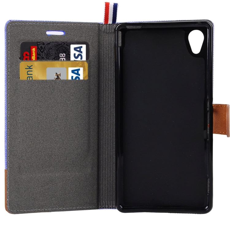 For Sony Xperia X Performance Denim Texture Horizontal Flip Leather Case with Holder & Card Slots