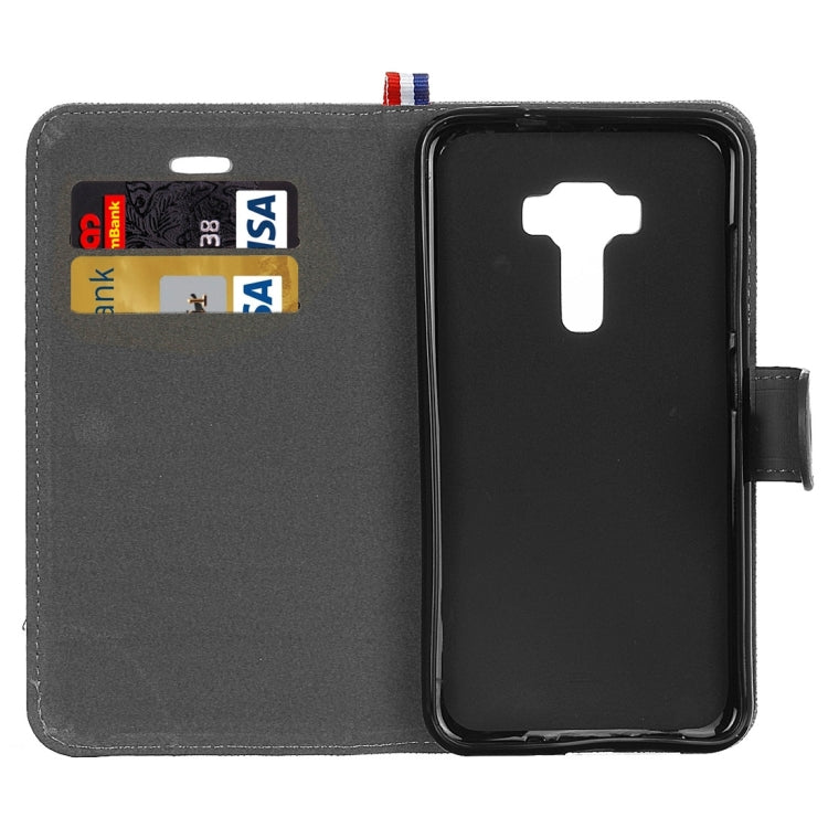 For ASUS ZenFone 3 / ZE552KL Denim Texture Horizontal Flip Leather Case with Magnetic Buckle & Holder & Card Slots