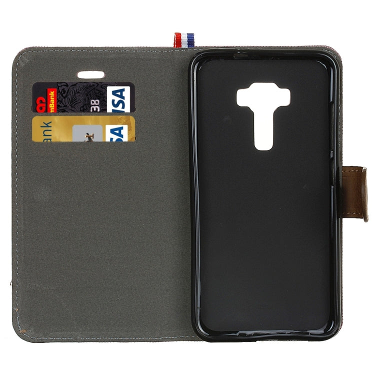 For ASUS ZenFone 3 / ZE552KL Denim Texture Horizontal Flip Leather Case with Magnetic Buckle & Holder & Card Slots