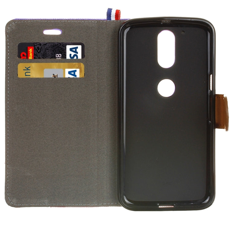 For Motorola Moto G (4rd gen) Denim Texture Horizontal Flip Leather Case with Magnetic Buckle & Holder & Card Slots