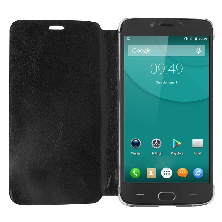 Horizontal Flip Leather Case with Holder for DOOGEE Y200