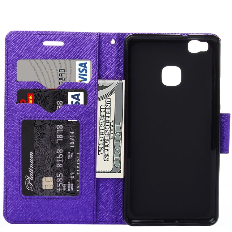 For Huawei  P9 Lite Cross Texture Leather Case with Holder & Card Slots & Wallet