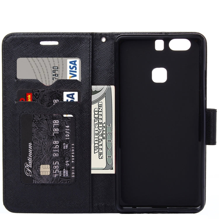 For Huawei  P9 Plus Cross Texture Leather Case with Holder & Card Slots & Wallet
