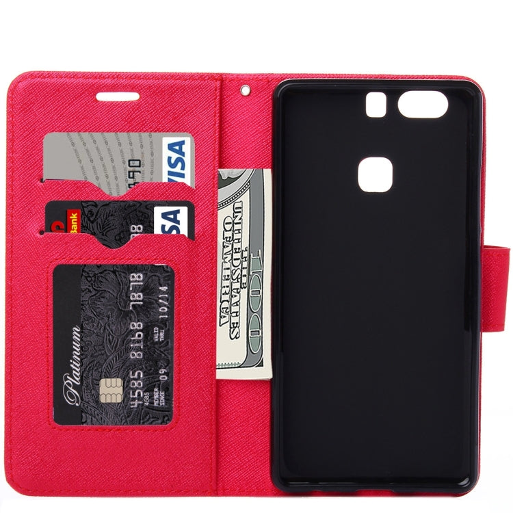 For Huawei  P9 Plus Cross Texture Leather Case with Holder & Card Slots & Wallet