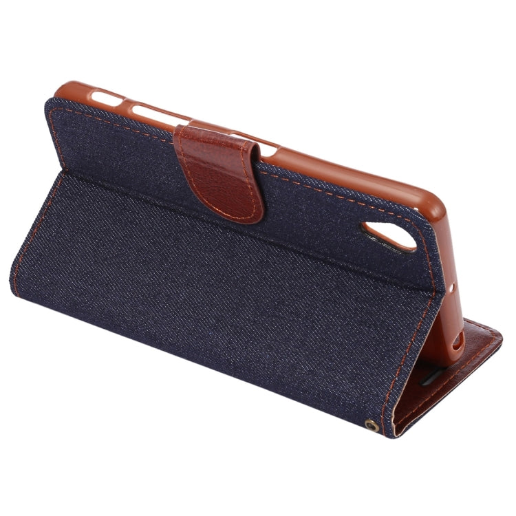 For Sony Xperia X Performance Jeans Horizontal Flip Leather Case with Holder & Card Slots(Black)