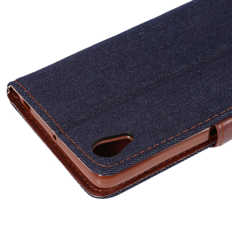 For Sony Xperia X Performance Jeans Horizontal Flip Leather Case with Holder & Card Slots(Black)