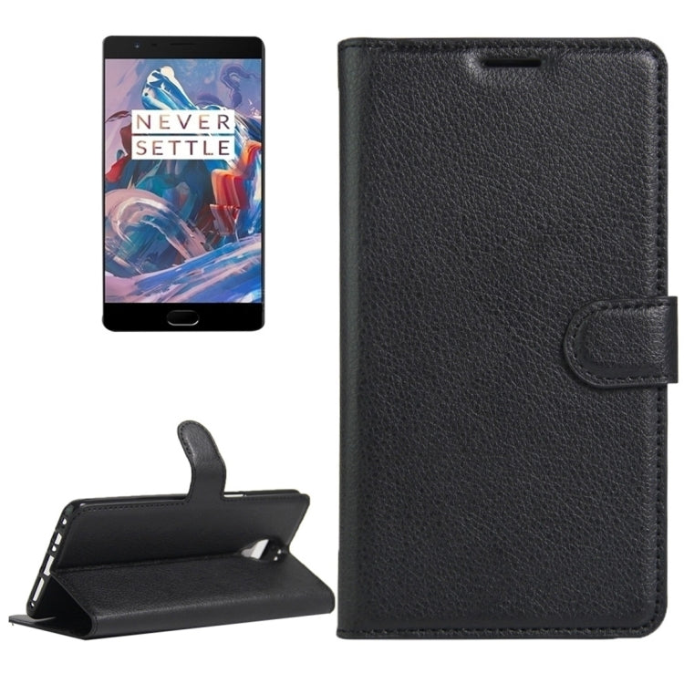 For OnePlus  Three Litchi Texture Horizontal Flip Leather Case with Magnetic Buckle & Holder & Card Slots & Wallet