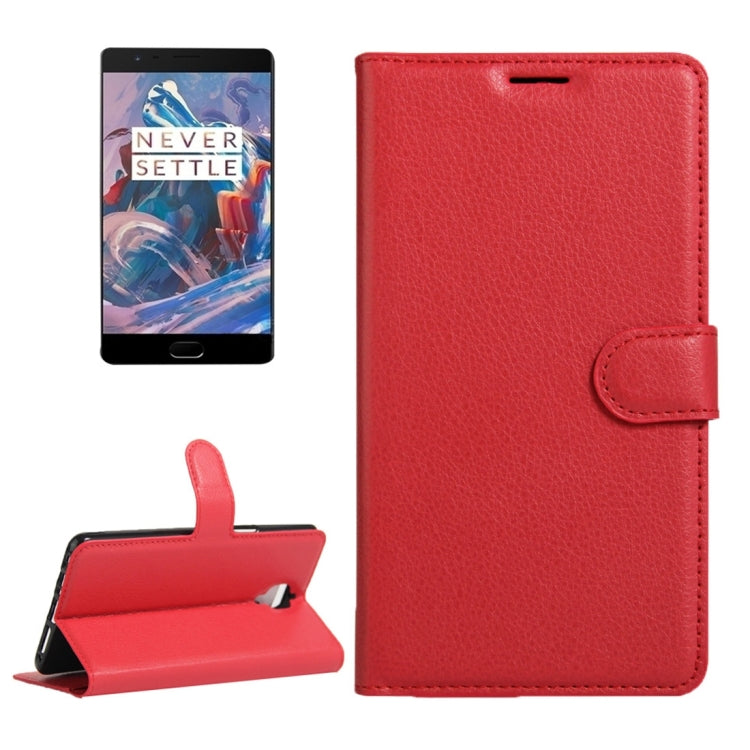 For OnePlus  Three Litchi Texture Horizontal Flip Leather Case with Magnetic Buckle & Holder & Card Slots & Wallet