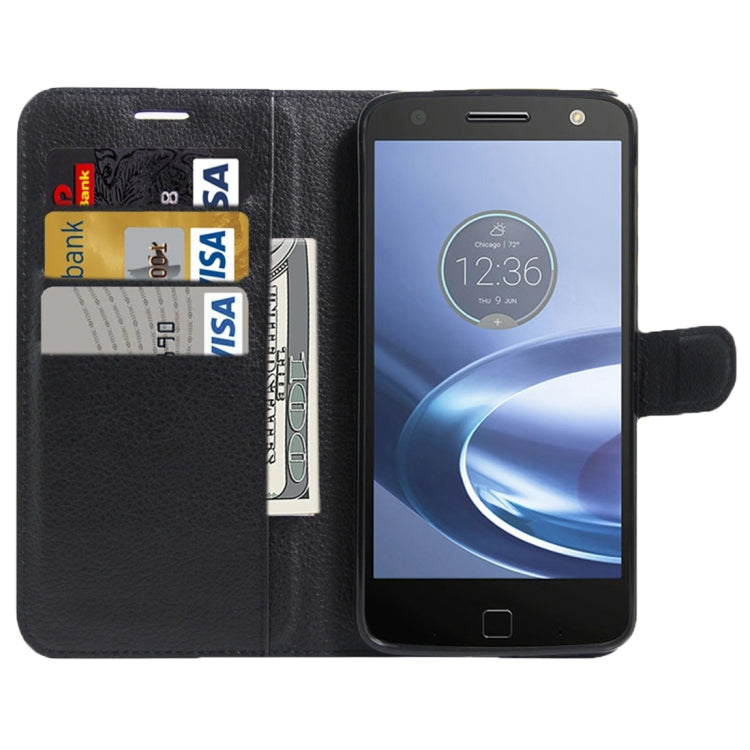 For Motorola Moto Z Force Litchi Texture Horizontal Flip Leather Case with Magnetic Buckle & Holder & Card Slots & Wallet