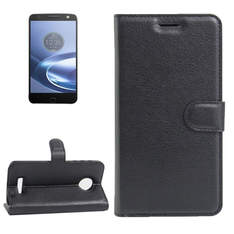 For Motorola Moto Z Force Litchi Texture Horizontal Flip Leather Case with Magnetic Buckle & Holder & Card Slots & Wallet